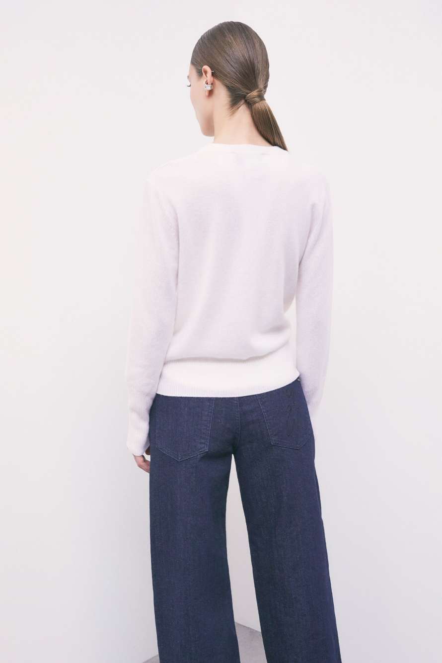 Crew neck cashmere sweater, White, Patrizia Pepe