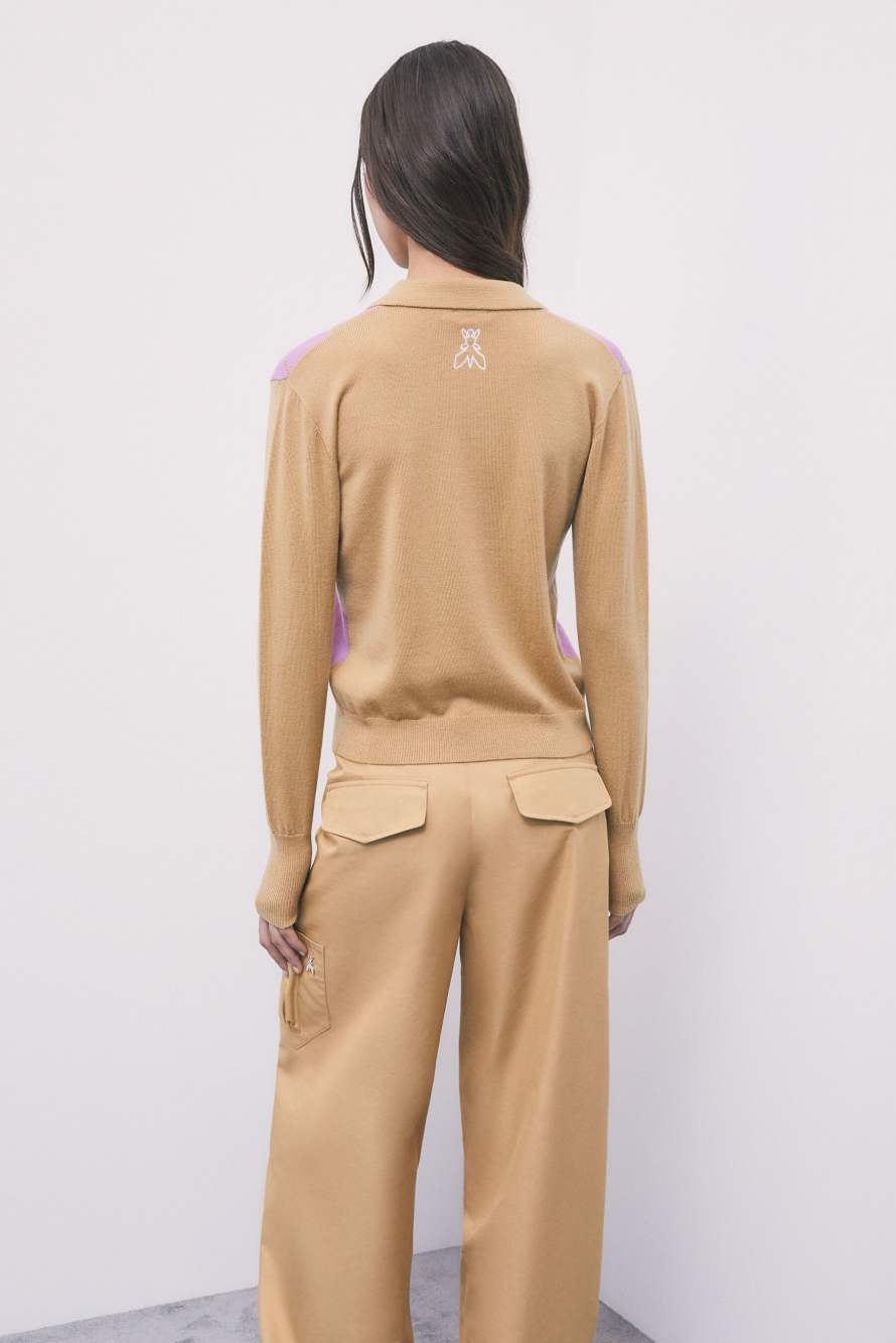 Pure wool polo jumper with diamond pattern, Multicolor, Patrizia Pepe