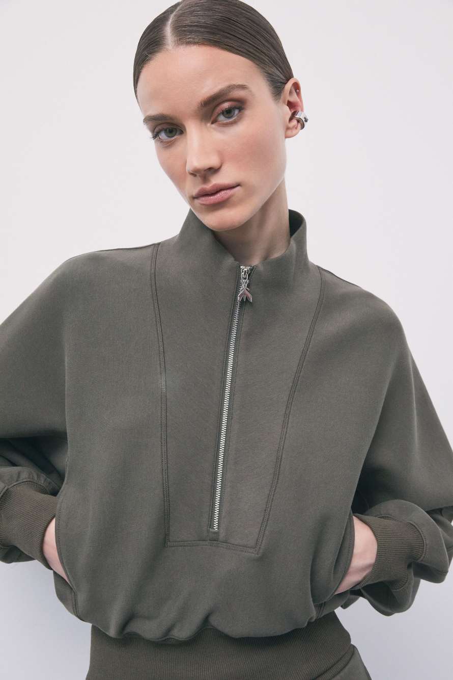 Scuba sweatshirt with zipper, Green, Patrizia Pepe