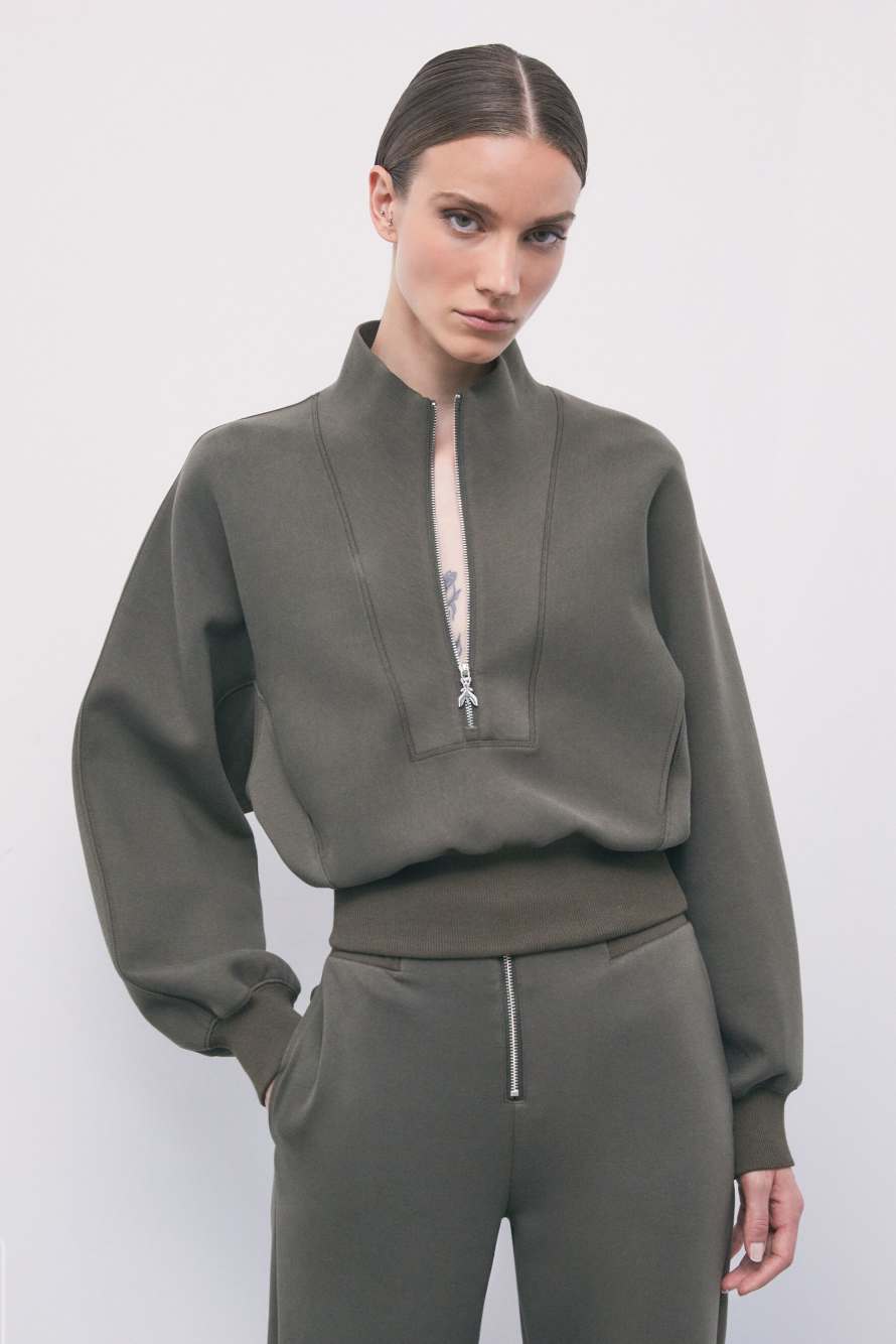 Scuba sweatshirt with zipper, Green, Patrizia Pepe