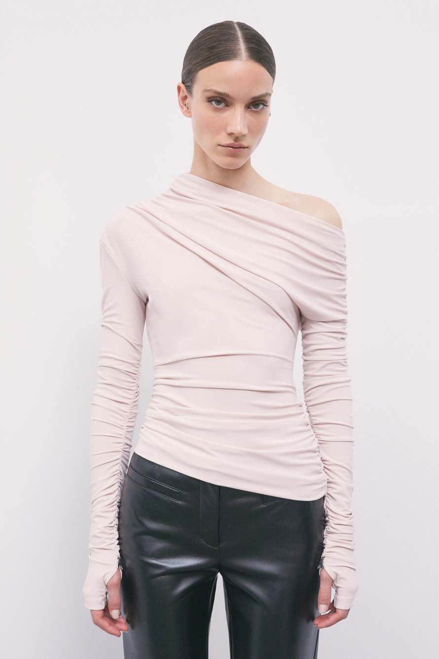 Draped off-shoulder top, Pink, Patrizia Pepe