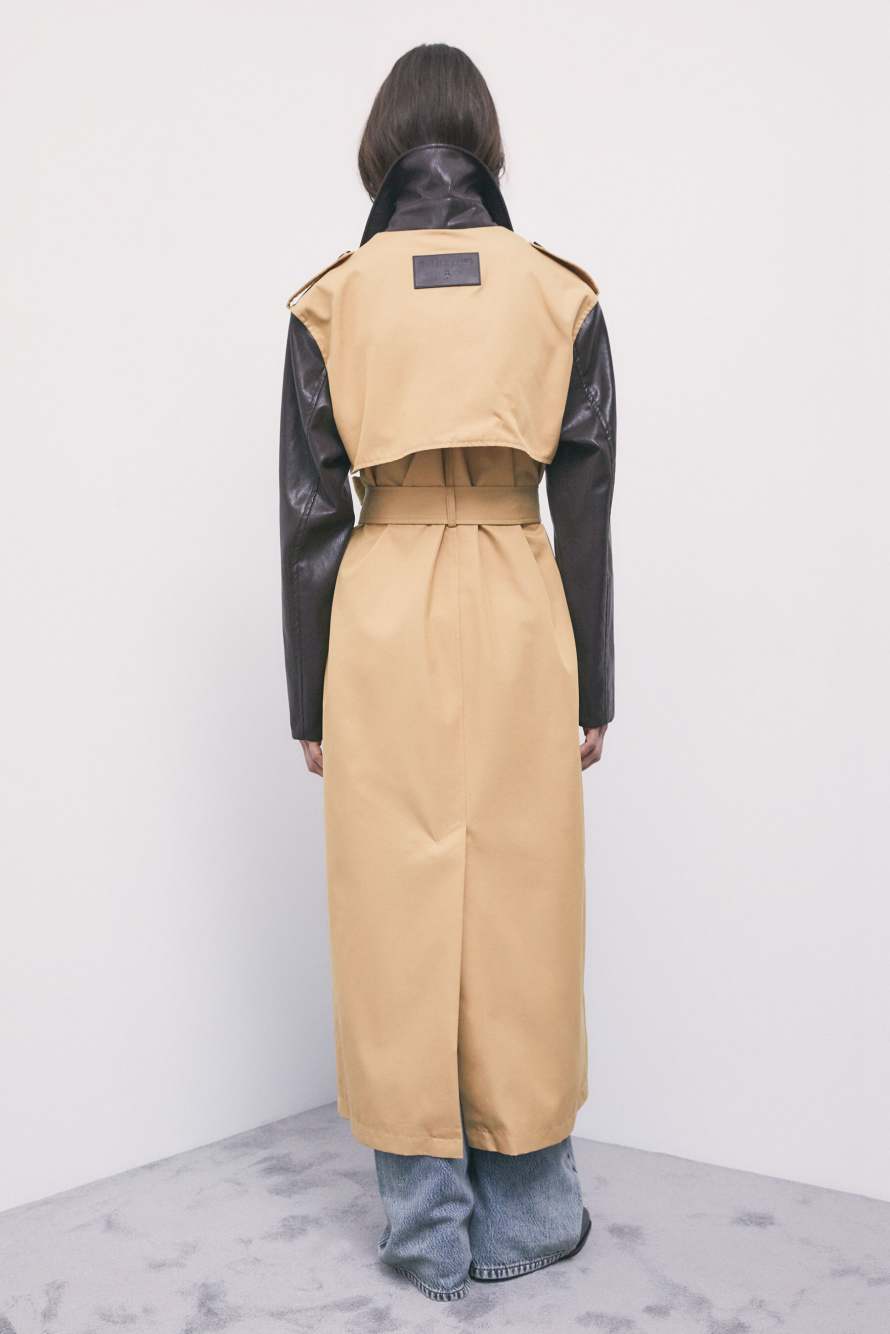 Quilted nylon coat with wool details, Beige/Brown, Patrizia Pepe