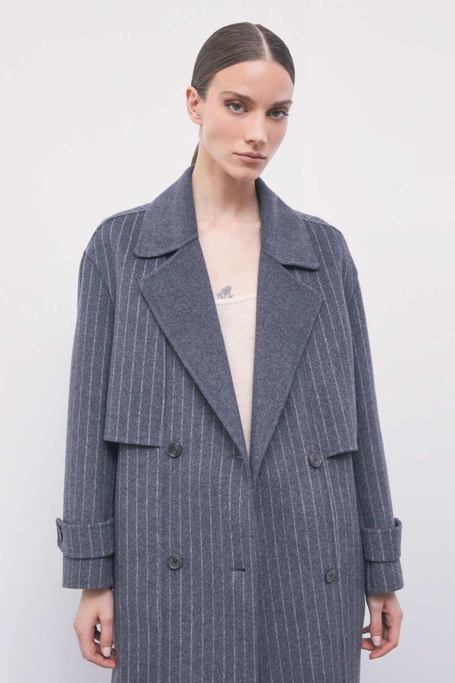 Pinstripe wool-blend coat, Stripes, Patrizia Pepe