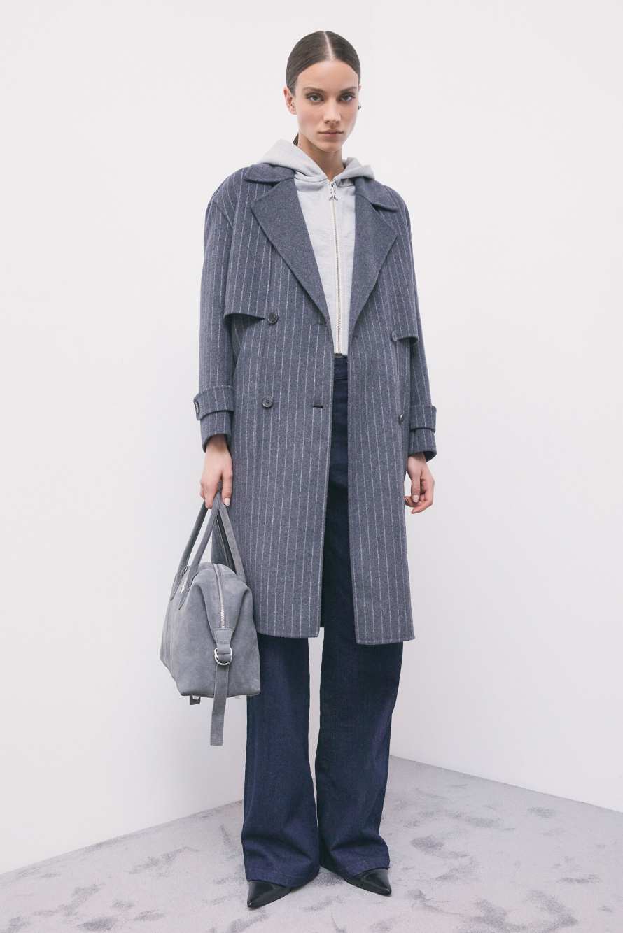 Pinstripe wool-blend coat, Stripes, Patrizia Pepe