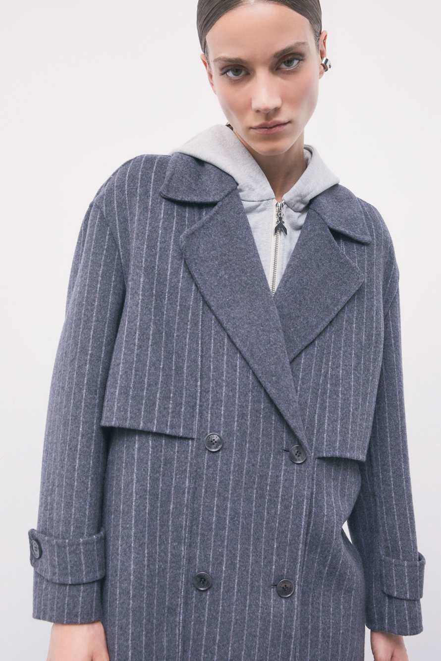 Pinstripe wool-blend coat, Stripes, Patrizia Pepe