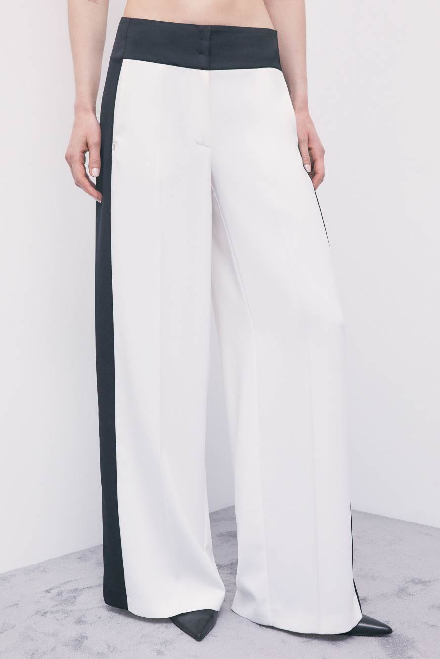Pantalon palazzo color-block, Blanc7Noir, Patrizia Pepe