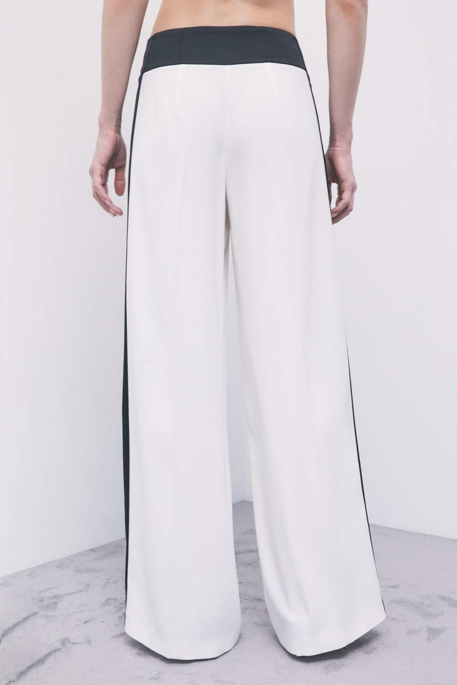 Pantalon palazzo color-block, Blanc7Noir, Patrizia Pepe