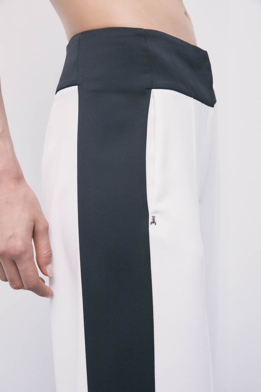 Pantalon palazzo color-block, Blanc7Noir, Patrizia Pepe