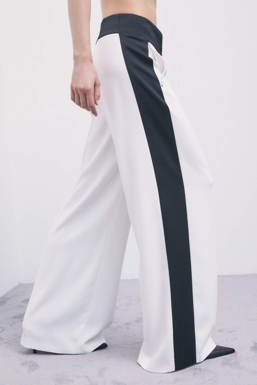 Pantalon palazzo color-block, Blanc7Noir, Patrizia Pepe