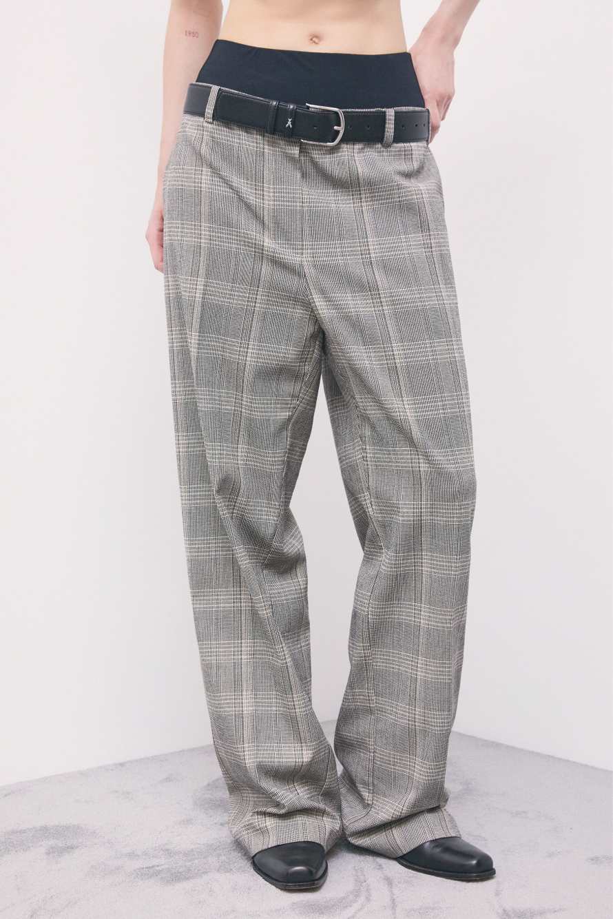 Pantalon &agrave; carreaux avec taille oversize, Fantaisie abstraite, Patrizia Pepe