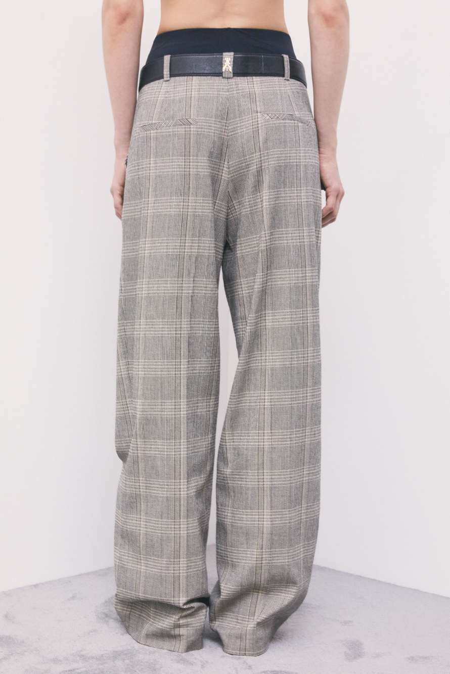 Pantalon &agrave; carreaux avec taille oversize, Fantaisie abstraite, Patrizia Pepe