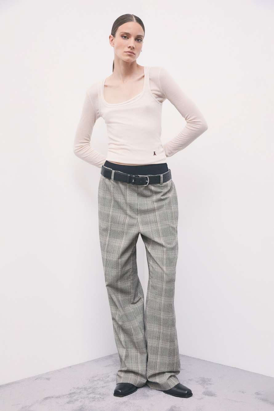 Pantalon &agrave; carreaux avec taille oversize, Fantaisie abstraite, Patrizia Pepe