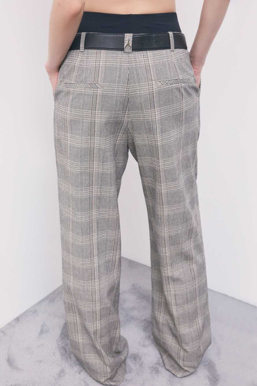 Pantalon &agrave; carreaux avec taille oversize, Fantaisie abstraite, Patrizia Pepe