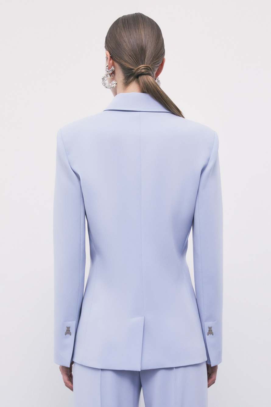 Fitted cr&ecirc;pe stretch blazer, Light Blue, Patrizia Pepe