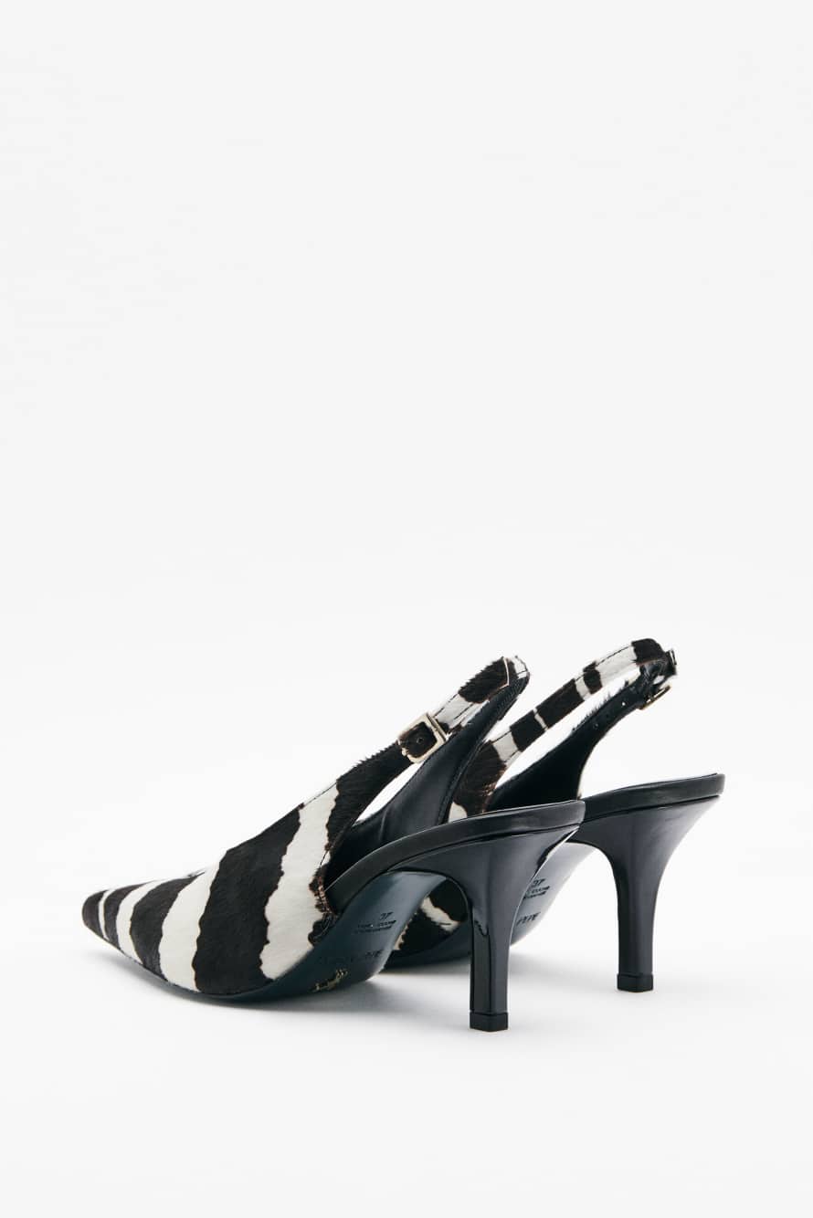 Zebra leather slingbacks, Black/White, Patrizia Pepe