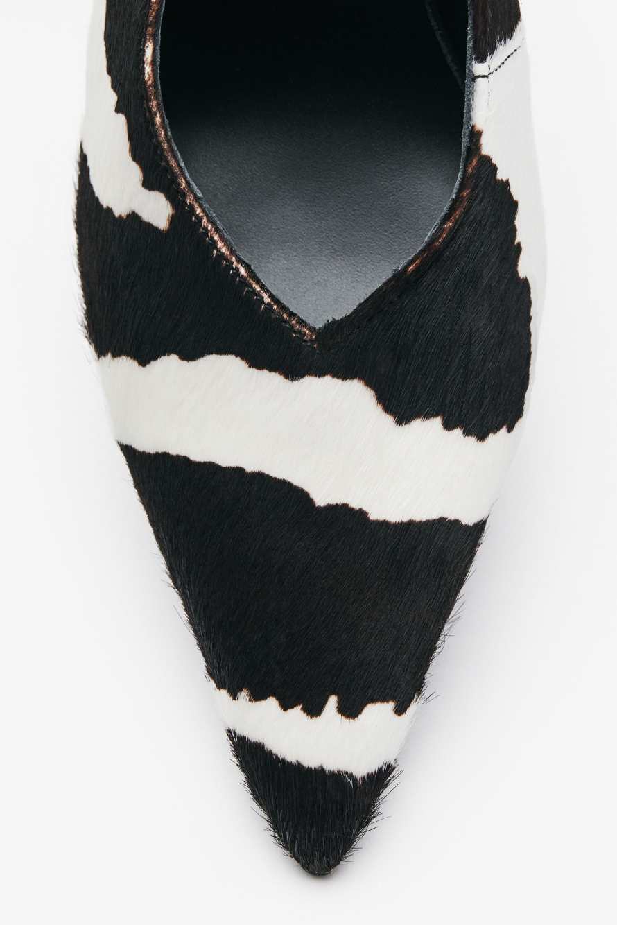 Zebra leather slingbacks, Black/White, Patrizia Pepe