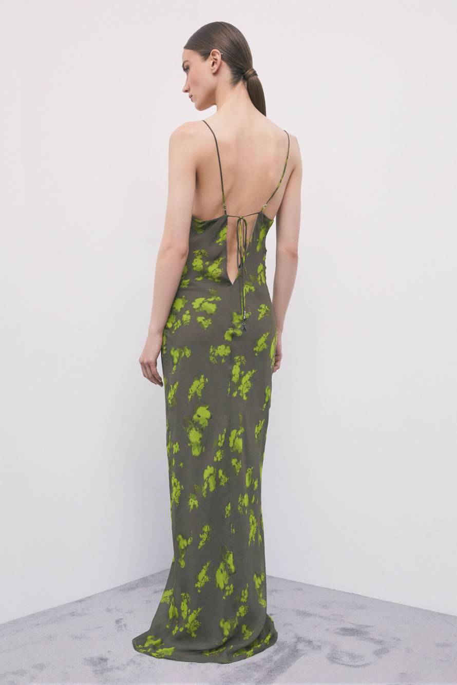 Long printed chiffon slip dress, Abstract Fantasy, Patrizia Pepe