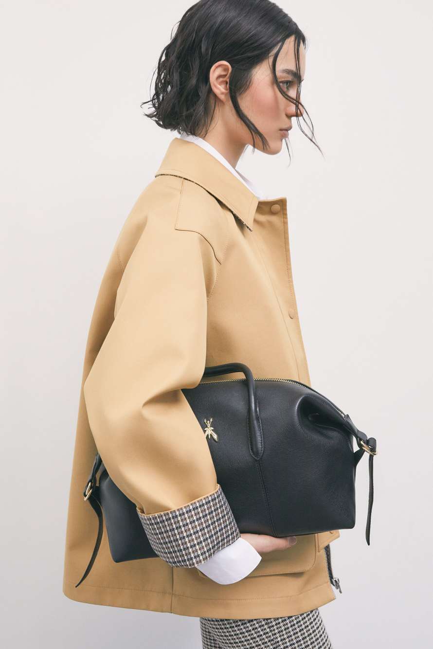 Bolso bowling New Business de piel, Negro