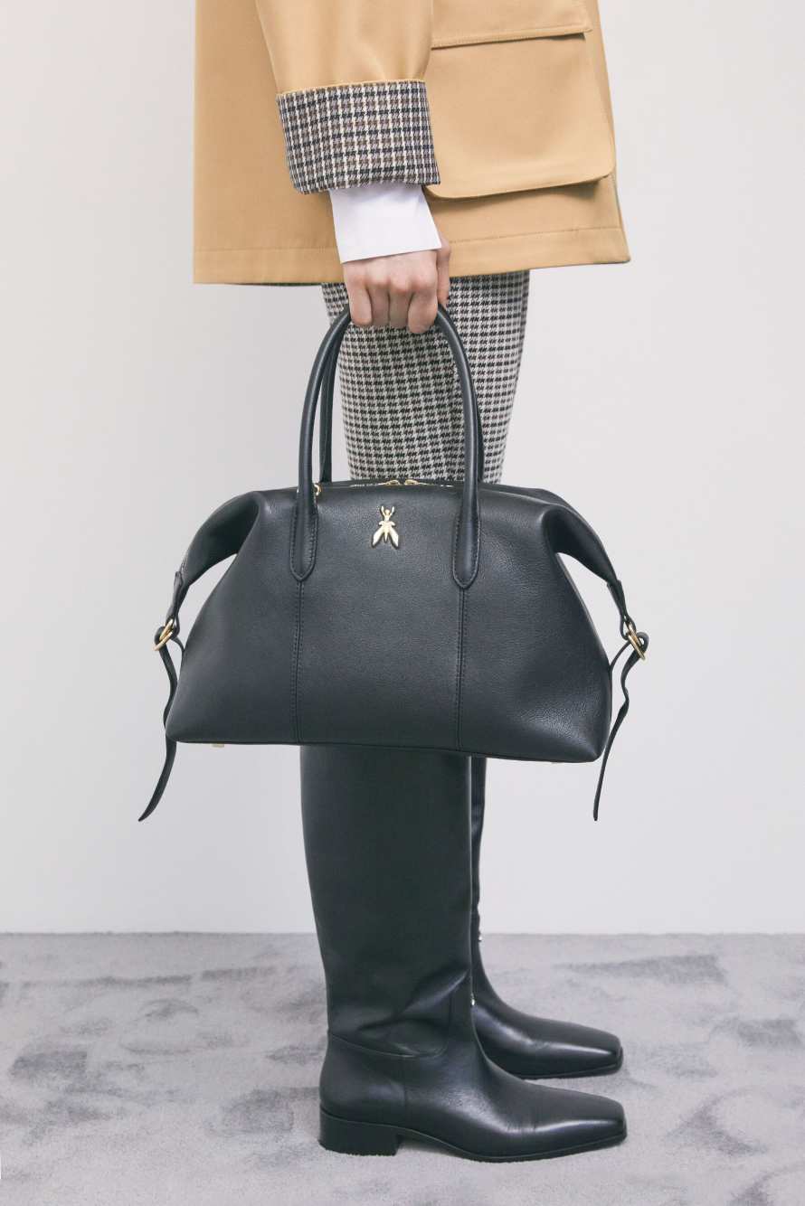 Bolso bowling New Business de piel, Negro