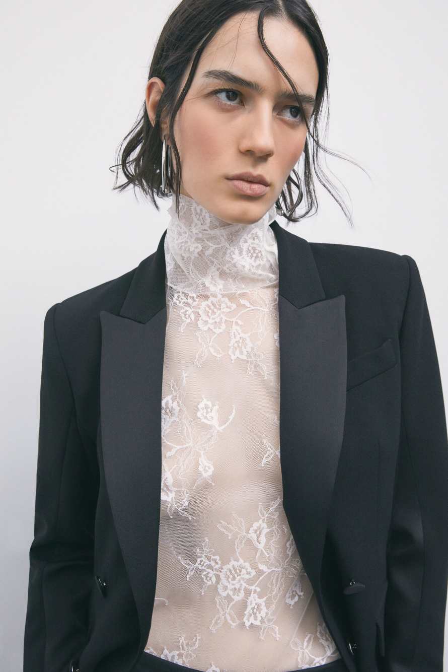 Lace high-neck top, White, Patrizia Pepe