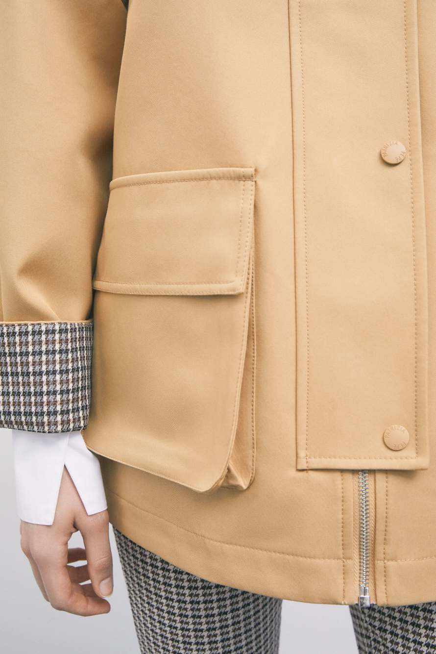 Cotton twill caban jacket, Beige, Patrizia Pepe
