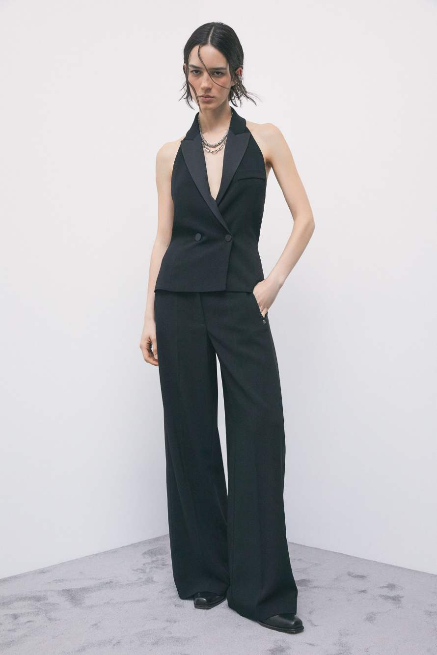 Color-block palazzo trousers, Black, Patrizia Pepe