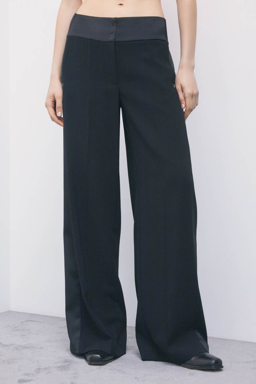 Color-block palazzo trousers, Black, Patrizia Pepe