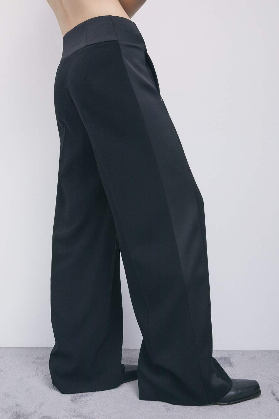 Color-block palazzo trousers, Black, Patrizia Pepe
