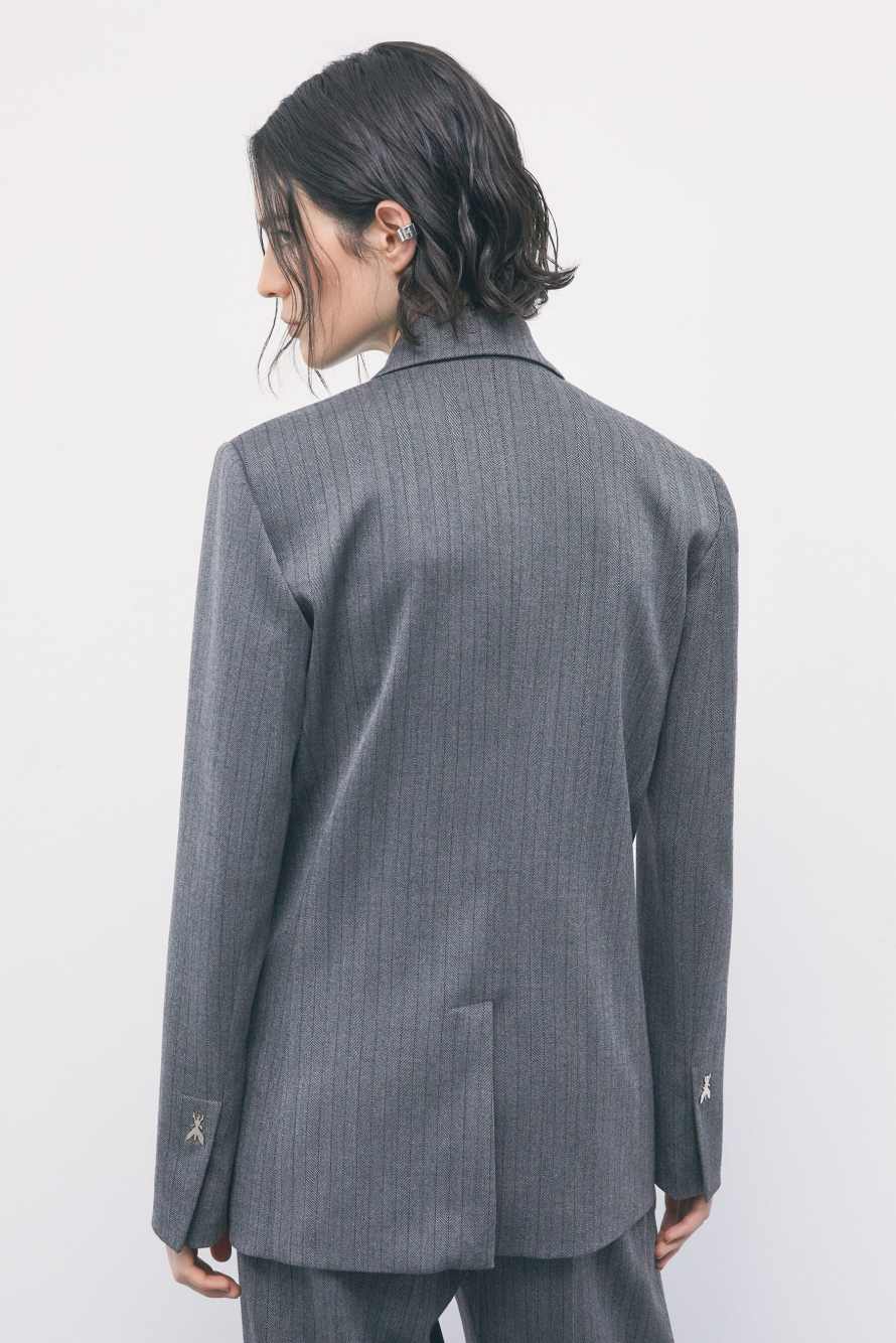 Double-breasted pinstripe blazer, Grey, Patrizia Pepe