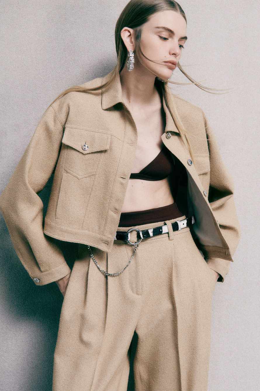 Short micro-boucl&eacute; jacket, Beige, Patrizia Pepe