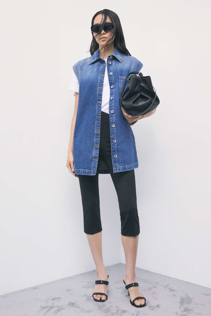 Sleeveless denim shirt vest, Blue, Patrizia Pepe