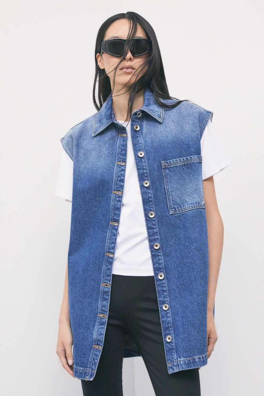 Sleeveless denim shirt vest, Blue, Patrizia Pepe