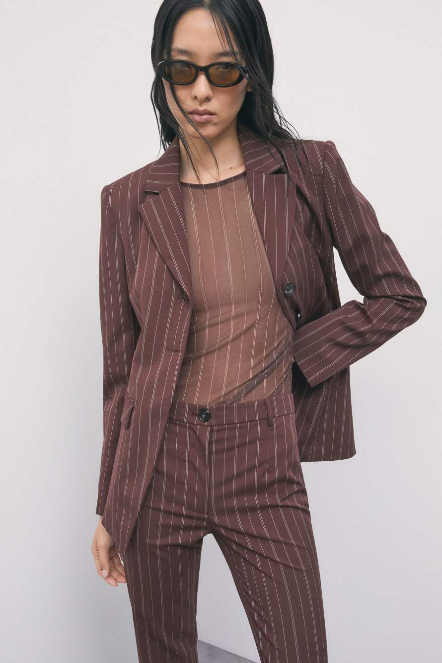 Tulle top with pinstripe motif, Stripes, Patrizia Pepe