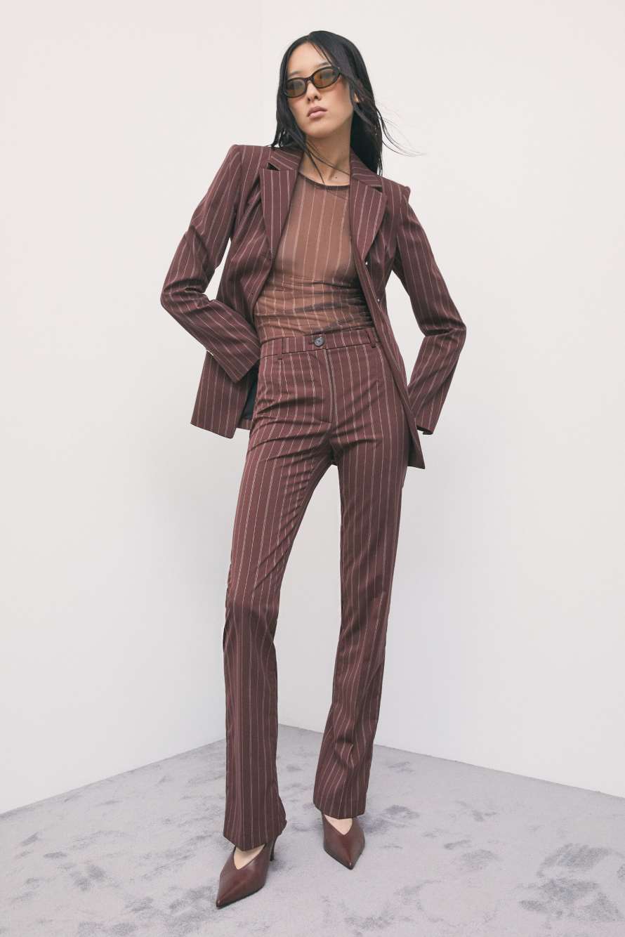 Tulle top with pinstripe motif, Stripes, Patrizia Pepe