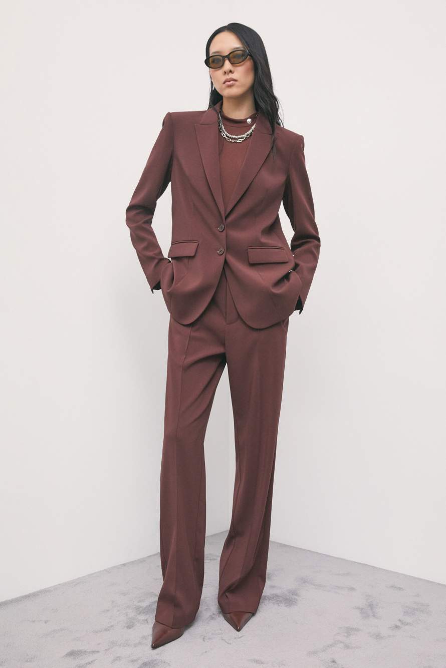 Low-Waist-Tailored-Hose mit weitem Bein, Braun, Patrizia Pepe