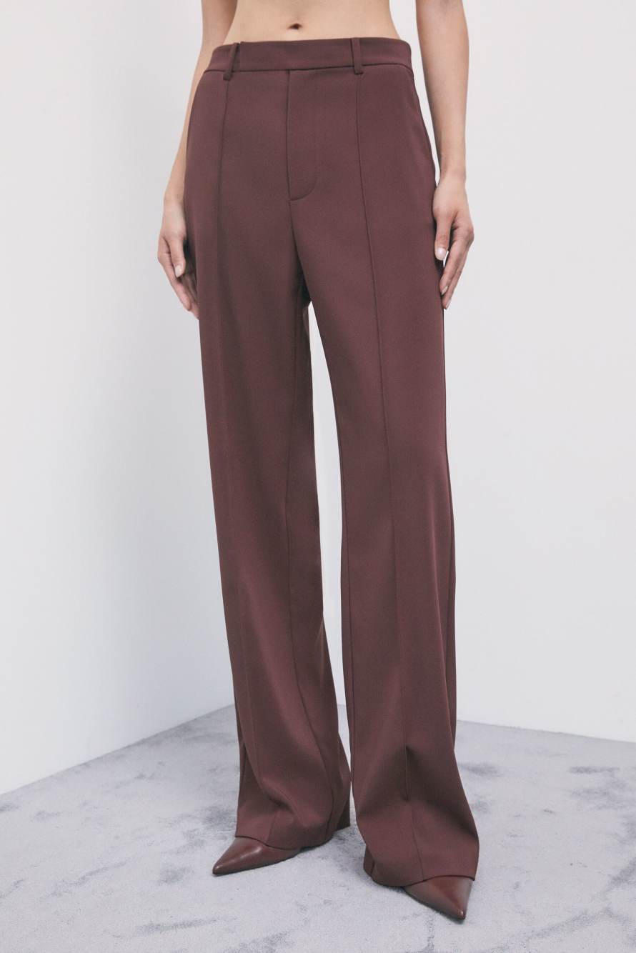 Low-Waist-Tailored-Hose mit weitem Bein, Braun, Patrizia Pepe