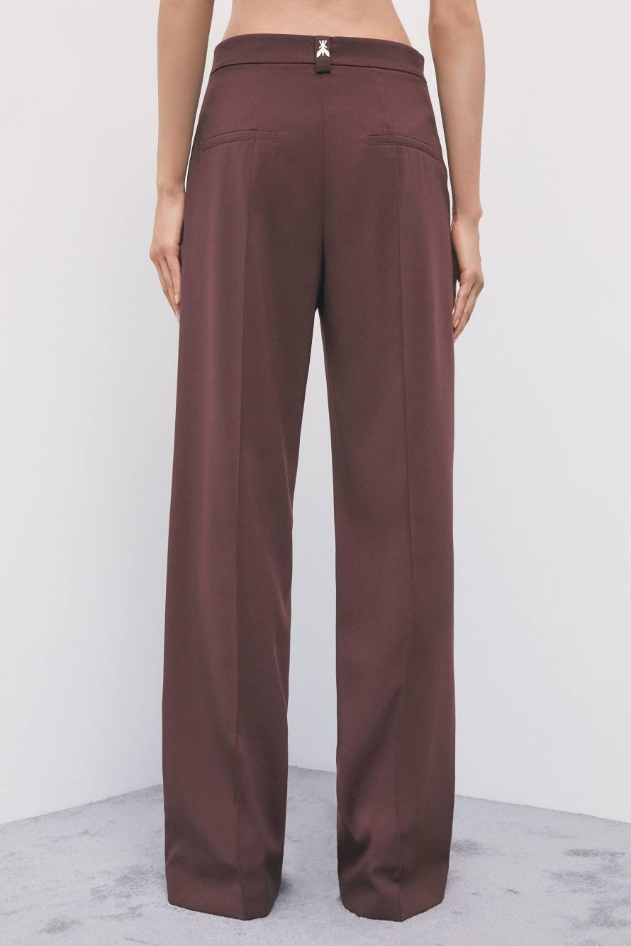 Low-Waist-Tailored-Hose mit weitem Bein, Braun, Patrizia Pepe