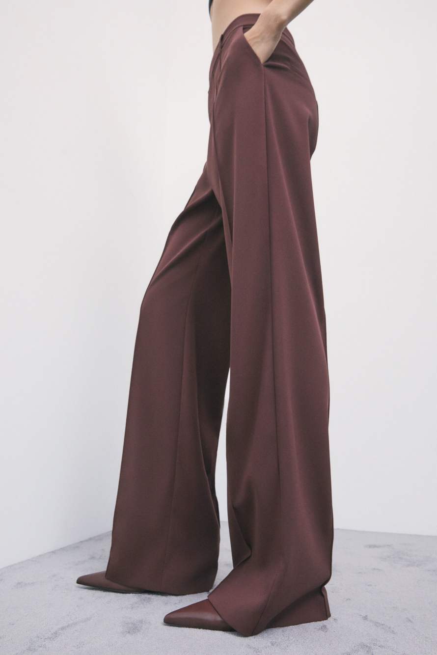 Low-Waist-Tailored-Hose mit weitem Bein, Braun, Patrizia Pepe