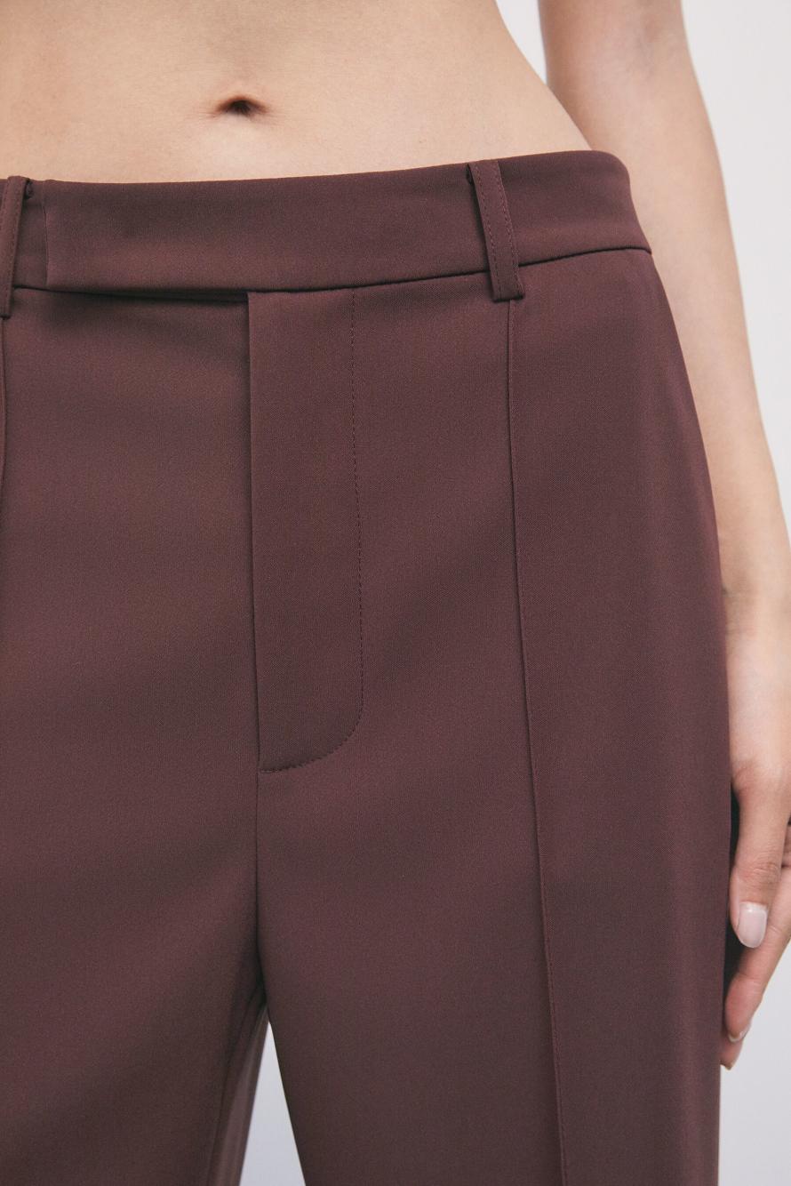 Low-Waist-Tailored-Hose mit weitem Bein, Braun, Patrizia Pepe