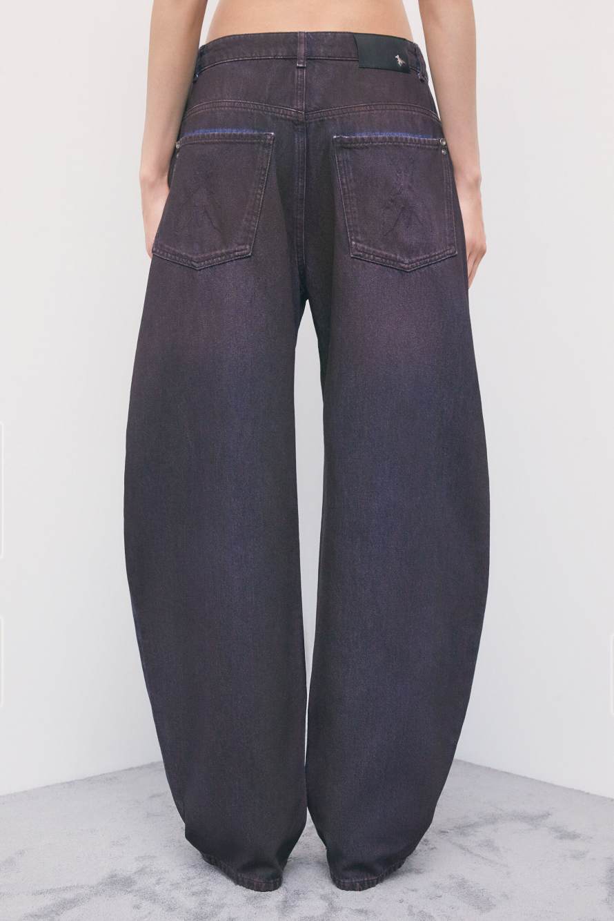 Jean barrel taille basse avec effet spray, Violet, Patrizia Pepe