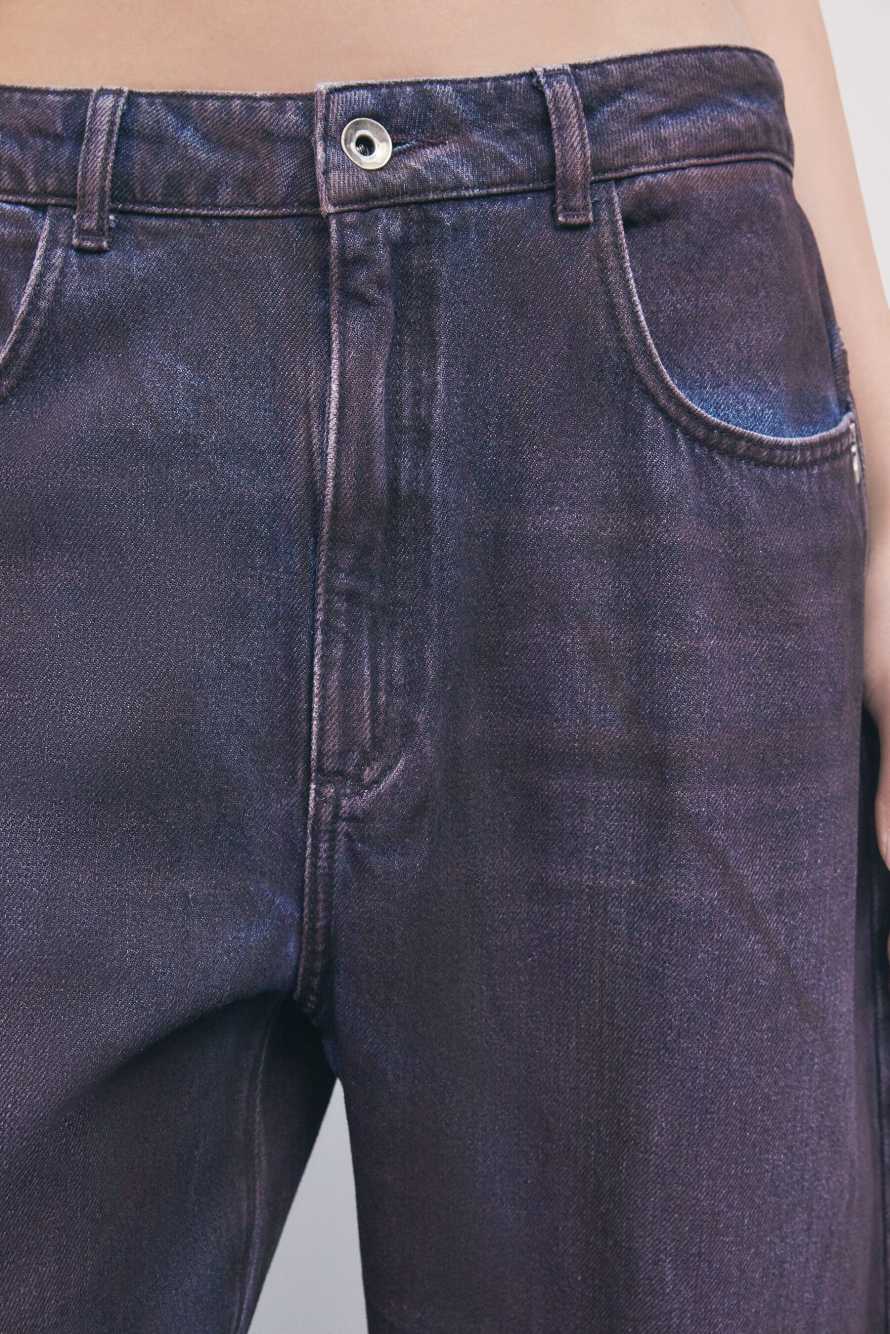 Jean barrel taille basse avec effet spray, Violet, Patrizia Pepe