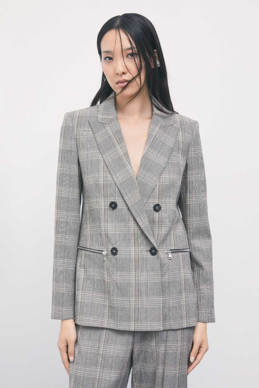 Double-breasted check blazer, Abstract Fantasy, Patrizia Pepe