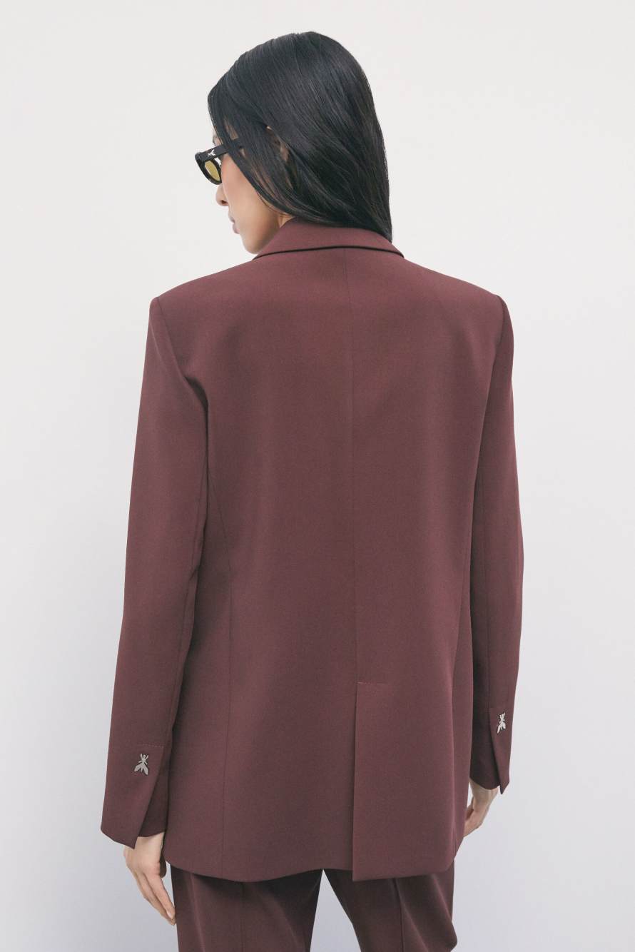 Fluid two-button stretch blazer, Brown, Patrizia Pepe