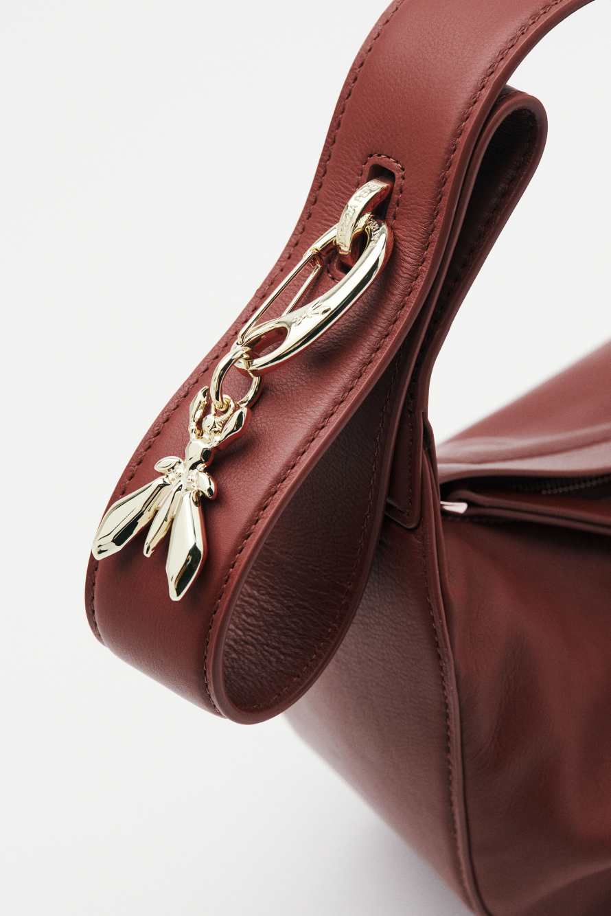 New Moon leather bag medium with shoulder strap, Brown, Patrizia Pepe