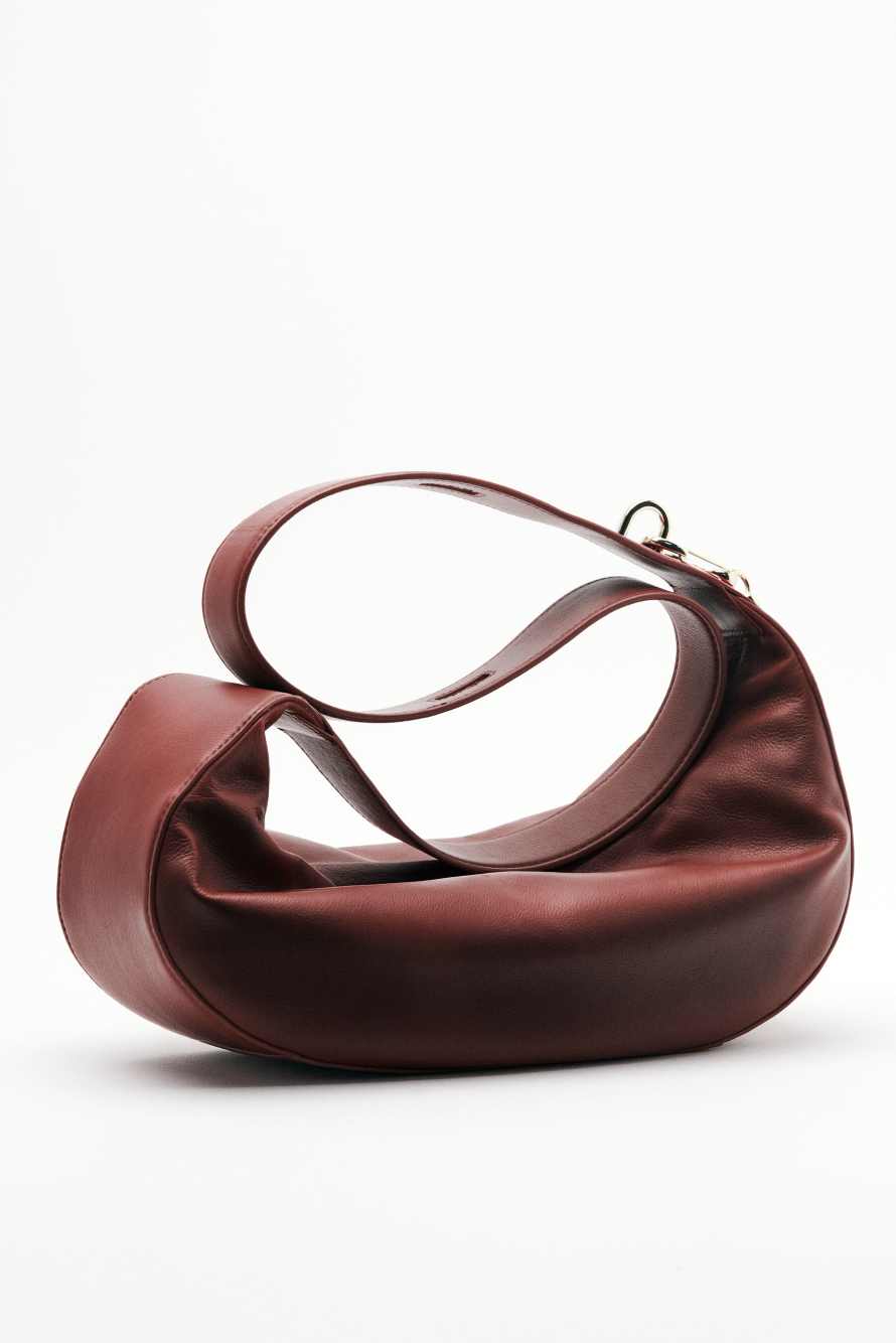 New Moon leather bag medium with shoulder strap, Brown, Patrizia Pepe