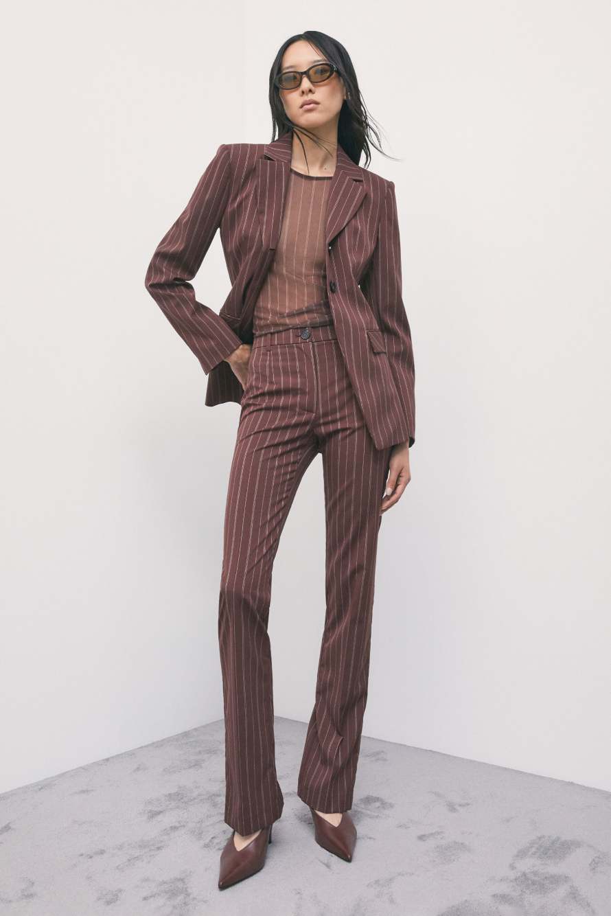Tailored slim-fit pinstripe trousers, Stripes, Patrizia Pepe