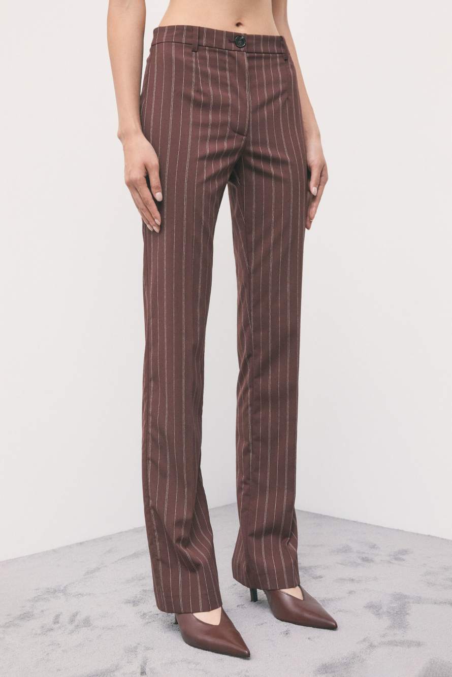 Tailored slim-fit pinstripe trousers, Stripes, Patrizia Pepe