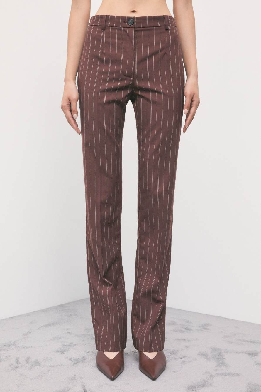 Tailored slim-fit pinstripe trousers, Stripes, Patrizia Pepe