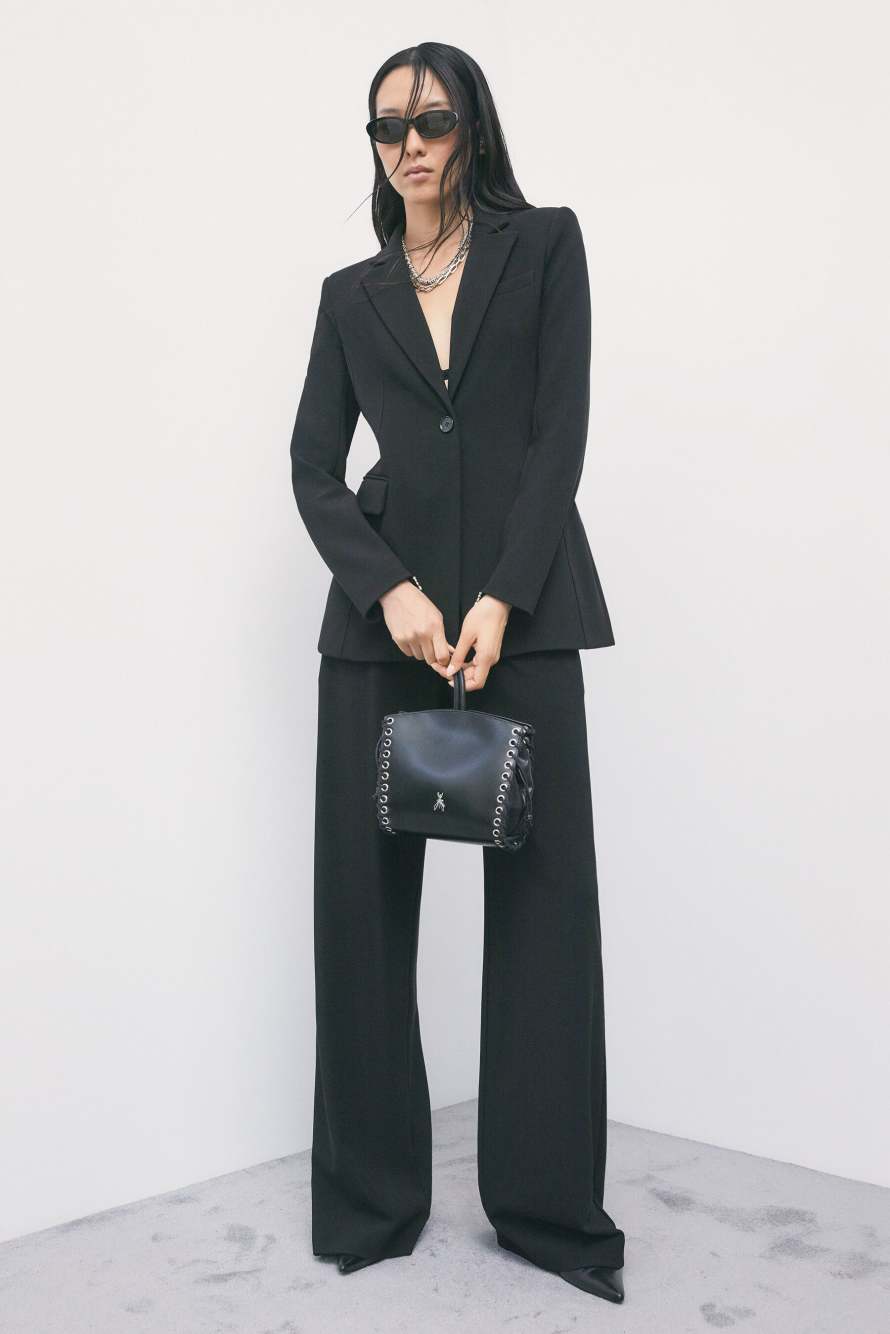 Leather clutch, Black, Patrizia Pepe