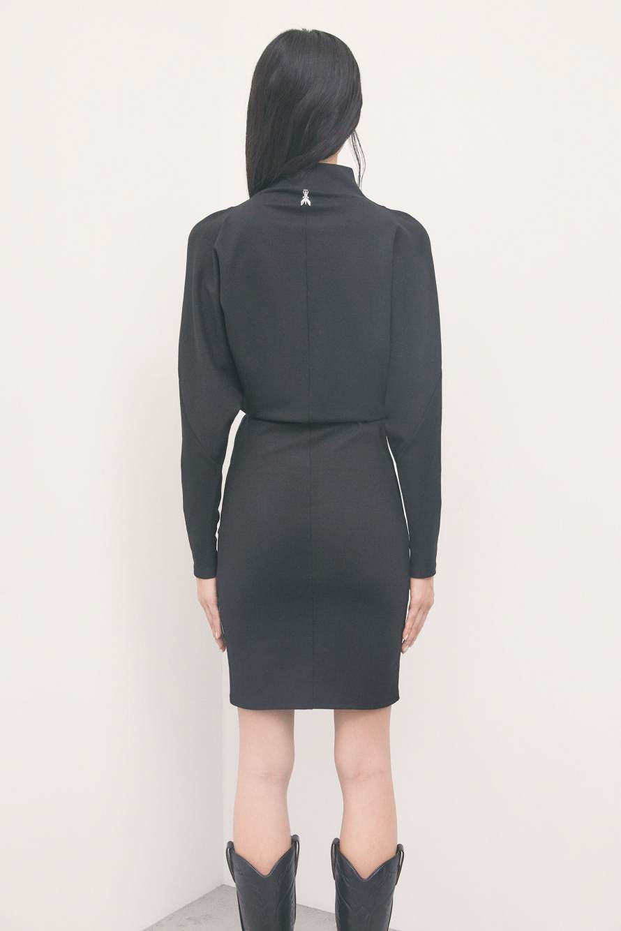 Mini knit dress with shoulder cut-outs, Black, Patrizia Pepe
